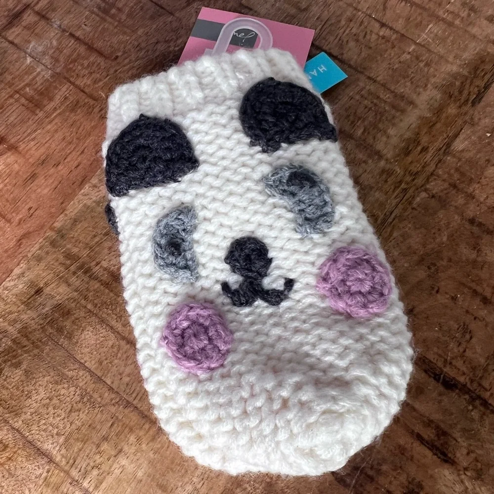 Joules Cream and Black Panda Baby’s Mittens